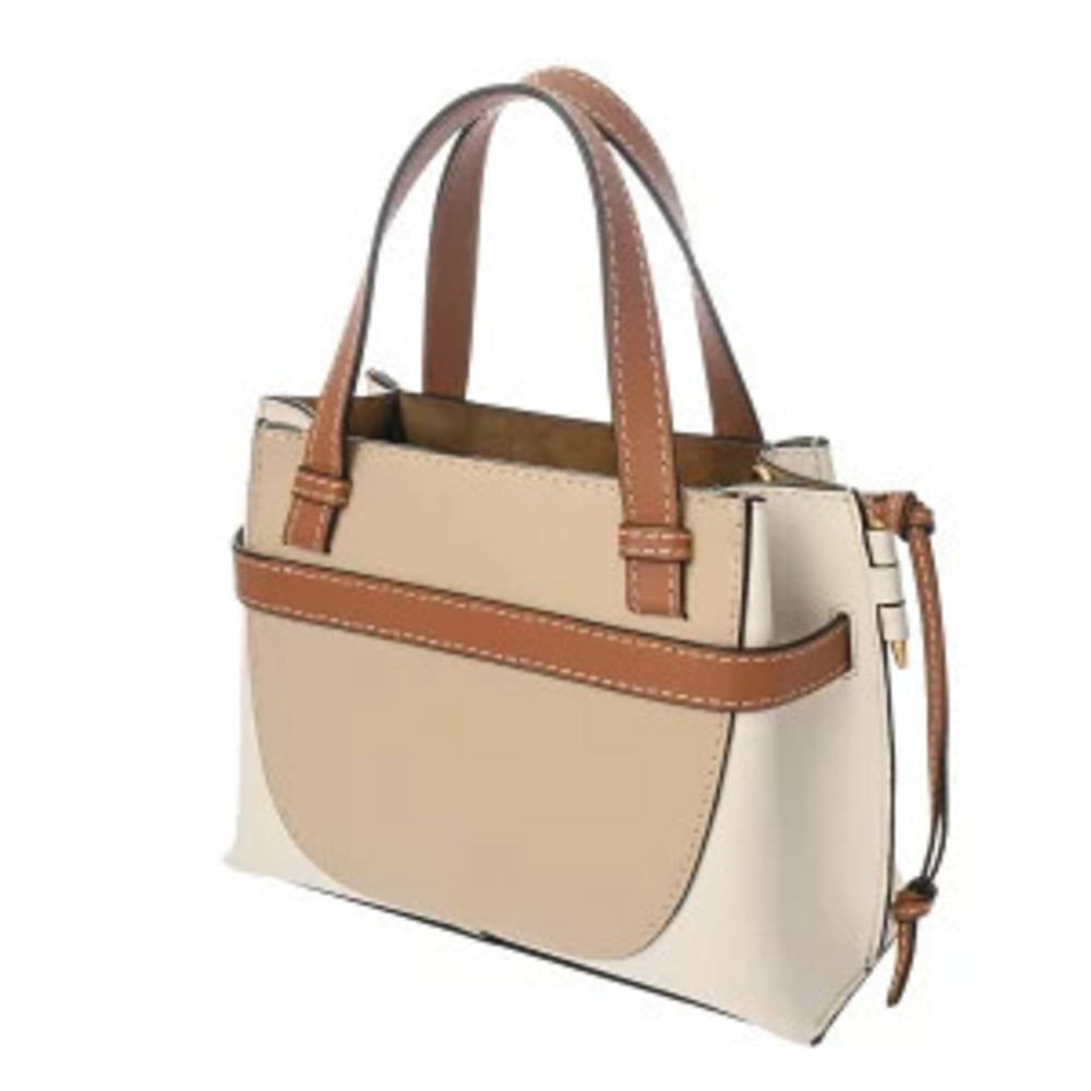 Loewe Jacquard Handle Gate Calf Handbag Top Soft Bag White Shoulder Oats